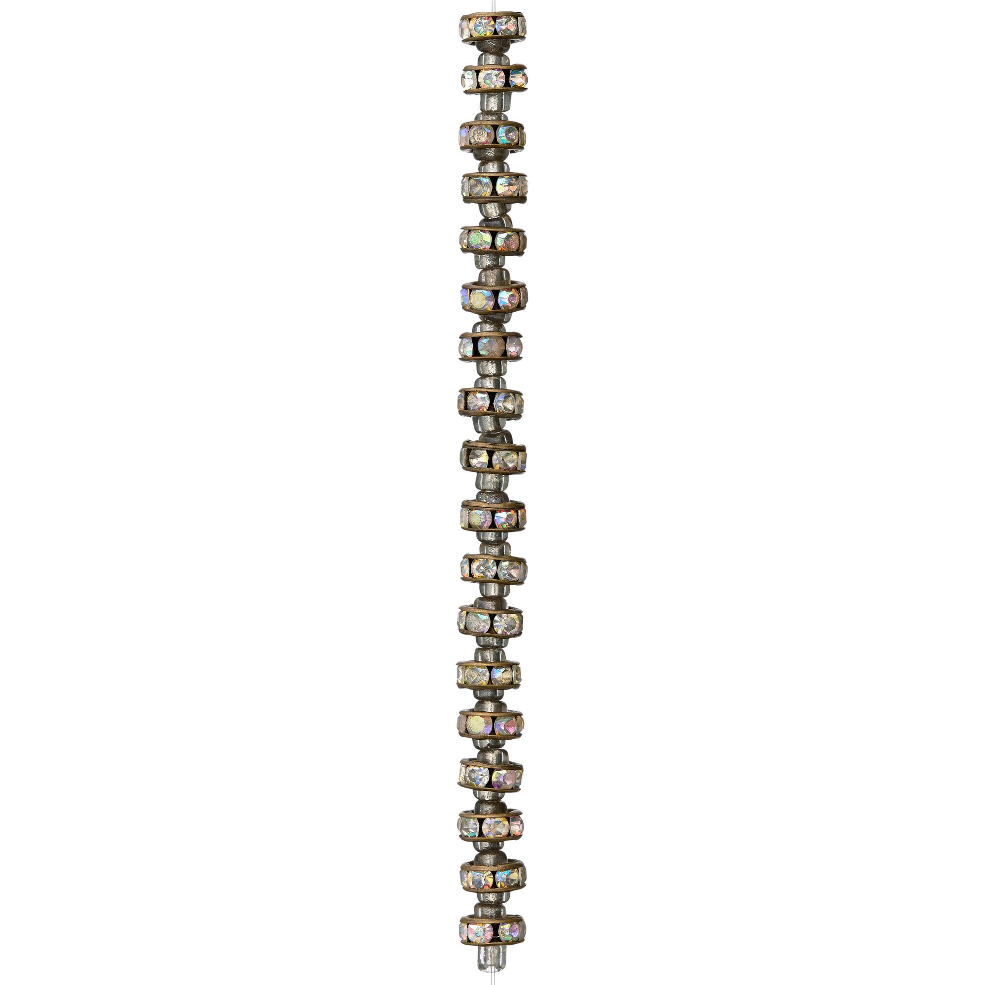 Metal Rhinestone Rondelle Beads, 8mm by Bead Landing™